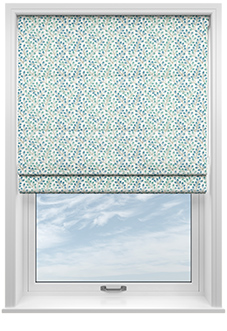 Fitzrovia Print, Horizon Blue - Motorised Roman Blind